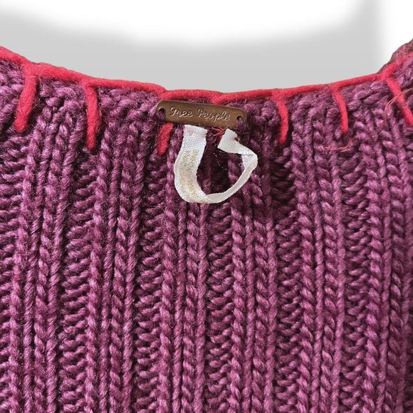 Free People Plum Peplum Style Cardigan Sweater Size L - Picture 3 of 3